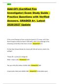 IAAI-CFI &lpar;Certified Fire &NewLine;Investigator&rpar; Exam Study Guide &ndash; &NewLine;Practice Questions with Verified &NewLine;Answers&period; GRADED A&plus;&period; Latest &NewLine;2026&sol;2027 Update 
