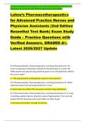 Lehne&rsquo;s Pharmacotherapeutics for Advanced Practice Nurses and &NewLine;Physician Assistants &lpar;2nd Edition Rosenthal Test Bank&rpar; &NewLine;Lehne&rsquo;s Pharmacotherapeutics &NewLine;for Advanced Practice Nurses and &NewLine;Physician Assistants &lpar;2nd Edition &NewLine;Rosenthal Test Bank&rpar; Exam Study 