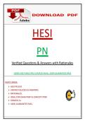 HESI PN EXIT EXAM&vert;&vert; 100&plus; VERIFIED QUESTIONS & ANSWERS WITH MULTIPLE CHOICES A-D & E WITH RATIONALES&vert; 100&percnt; GUARANTEE PASS