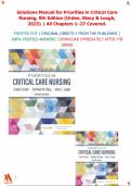 Solutions Manual for Priorities in Critical Care Nursing&comma; 9th Edition by Urden&comma; Stacy & Lough&comma; 2023 &vert; All Chapters 1&ndash;27 Covered&vert;Latest Updated version&comma; Graded A&plus;&period;