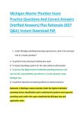Michigan Master Plumber Exam &NewLine;Practice Questions And Correct Answers &NewLine;&lpar;Verified Answers&rpar; Plus Rationale 2027 &NewLine;Q&A&vert; Instant Download Pdf&period;