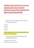 Michigan Sign Specialist Exam Practice &NewLine;Questions And Correct Answers &NewLine;&lpar;Verified Answers&rpar; Plus Rationale 2027 &NewLine;Q&A&vert; Instant Download Pdf&period;