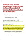 Minnesota Class A Electrical &NewLine;Contractor Exam Practice Questions &NewLine;And Correct Answers &lpar;Verified &NewLine;Answers&rpar; Plus Rationale 2027 Q&A&vert; &NewLine;Instant Download Pdf&period;