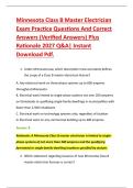 Minnesota Class B Master Electrician &NewLine;Exam Practice Questions And Correct &NewLine;Answers &lpar;Verified Answers&rpar; Plus &NewLine;Rationale 2027 Q&A&vert; Instant &NewLine;Download Pdf&period;