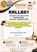 RRLLB81 Assignment 2 &lpar;RESEARCH COMPLETE ANSWERS&rpar; Semester 2 2026 - DUE September 2026 - The tension between the accused's constitutional right to a fair trial&comma; the need to protect complainants&comma; and the search for truth in criminal proceedings