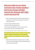 Minnesota High Pressure Piping &NewLine;Contractor Exam Practice Questions &NewLine;And Correct Answers &lpar;Verified &NewLine;Answers&rpar; Plus Rationale 2027 Q&A&vert; &NewLine;Instant Download Pdf&period; 