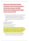 Minnesota Residential Building &NewLine;Contractor Exam Practice Questions &NewLine;And Correct Answers &lpar;Verified &NewLine;Answers&rpar; Plus Rationale 2027 Q&A&vert; &NewLine;Instant Download Pdf&period; 