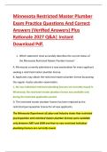 Minnesota Restricted Master Plumber &NewLine;Exam Practice Questions And Correct &NewLine;Answers &lpar;Verified Answers&rpar; Plus &NewLine;Rationale 2027 Q&A&vert; Instant &NewLine;Download Pdf&period; 
