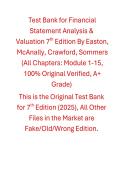 Test Bank for Financial Statement Analysis & Valuation 7th Edition By Easton&comma; McAnally&comma; Crawford and Sommers