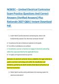 NCBEEC &ndash; Limited Electrical Contractor &NewLine;Exam Practice Questions And Correct &NewLine;Answers &lpar;Verified Answers&rpar; Plus &NewLine;Rationale 2027 Q&A&vert; Instant Download &NewLine;Pdf&period;
