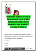 Principles of Real Estate 1 Exam 2026&sol;2027 &vert; 60&plus; Questions & Answers &vert; Texas Real Estate Law&comma; TREC&comma; Agency&comma; Contracts&comma; Property Ownership & Fair Housing &vert; Champions School of Real Estate