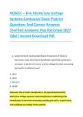 NCBEEC &ndash; Fire Alarm&sol;Low Voltage &NewLine;Systems Contractor Exam Practice &NewLine;Questions And Correct Answers &NewLine;&lpar;Verified Answers&rpar; Plus Rationale 2027 &NewLine;Q&A&vert; Instant Download Pdf&period;