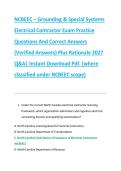 NCBEEC &ndash; Grounding & Special Systems &NewLine;Electrical Contractor Exam Practice &NewLine;Questions And Correct Answers &NewLine;&lpar;Verified Answers&rpar; Plus Rationale 2027 &NewLine;Q&A&vert; Instant Download Pdf&period; &lpar;where &NewLine;classified under NCBEEC scope&rpar;