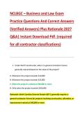 NCLBGC &ndash; Business and Law Exam &NewLine;Practice Questions And Correct Answers &NewLine;&lpar;Verified Answers&rpar; Plus Rationale 2027 &NewLine;Q&A&vert; Instant Download Pdf&period; &lpar;required &NewLine;for all contractor classifications&rpar; 
