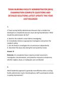 TEXAS NURSING FACILITY ADMINISTRATOR &lpar;NFA&rpar; &NewLine;EXAMINATION COMPLETE QUESTIONS AND &NewLine;DETAILED SOLUTIONS LATEST UPDATE THIS YEAR &NewLine;JUST RELEASED 