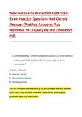 New Jersey Fire Protection Contractor &NewLine;Exam Practice Questions And Correct &NewLine;Answers &lpar;Verified Answers&rpar; Plus &NewLine;Rationale 2027 Q&A&vert; Instant Download &NewLine;Pdf&period; 