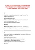 FLORIDA SEPTIC TANK CONTRACTOR EXAMINATION &NewLine;COMPLETE QUESTIONS AND DETAILED SOLUTIONS &NewLine;LATEST UPDATE THIS YEAR JUST RELEASED