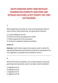 SOUTH CAROLINA SEPTIC TANK INSTALLER &NewLine;EXAMINATION COMPLETE QUESTIONS AND &NewLine;DETAILED SOLUTIONS LATEST UPDATE THIS YEAR &NewLine;JUST RELEASED