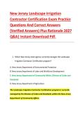 New Jersey Landscape Irrigation &NewLine;Contractor Certification Exam Practice &NewLine;Questions And Correct Answers &NewLine;&lpar;Verified Answers&rpar; Plus Rationale 2027 &NewLine;Q&A&vert; Instant Download Pdf&period;