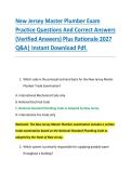 New Jersey Master Plumber Exam &NewLine;Practice Questions And Correct Answers &NewLine;&lpar;Verified Answers&rpar; Plus Rationale 2027 &NewLine;Q&A&vert; Instant Download Pdf&period;
