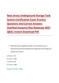 New Jersey Underground Storage Tank &NewLine;System Certification Exam Practice &NewLine;Questions And Correct Answers &NewLine;&lpar;Verified Answers&rpar; Plus Rationale 2027 &NewLine;Q&A&vert; Instant Download Pdf&period; 