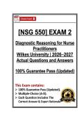 NSG550&sol;NSG 550 Exam 2 Diagnostic Reasoning for Nurse Practitioners &vert; Wilkes University &vert; 26&sol;27 &lpar;PDF&rpar;