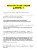 Real Estate Final Exam &lpar;150 Questions &rpar; &num;1