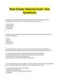 Real Estate National Exam Test Questions