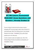 ATI RN Cancer Assessment 2026&sol;2027 &vert; 24 Exam Questions & Answers &vert; Oncology&comma; Chemotherapy&comma; Cancer Staging & Nursing Care