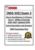 NSG555&sol;NSG 555 Exam 2 Nurse Practitioners in Primary Care II &vert; Wilkes &vert; 26&sol;27 Updated &lpar;PDF&rpar;