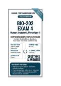 BIO-202 Exam 4 Human Anatomy & Physiology II Questions And Answers 2026&sol;2027 Grand canyon university