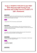 NUR 2513 Exam 1 Maternal Child Nursing 2026&sol;2027 &vert; 75 Questions & Answers&comma; Rasmussen Study Guide&comma; Practice Test & Exam Prep