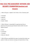 WGU D315 PRE-ASSESSMENT NETWORK AND SECURITY FOUNDATIONS EXAM 2026 Updated Questions and Correct Answers &lpar;Latest 2026 &sol; 2027 Update&rpar; &lpar;Verified Answers by Expert&rpar;