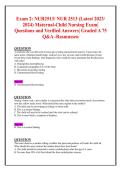 NUR 2513 Exam 2 Maternal-Child Nursing 2026&sol;2027 &vert; Exam Questions & Answers&comma; Nursing Study Guide&comma; Practice Test & Exam Prep
