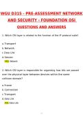 WGU D315 PRE-ASSESSMENT NETWORK AND SECURITY FOUNDATIONS OSI Exam 2026 Updated Questions and Correct Answers &lpar;Latest 2026 &sol; 2027 Update&rpar; &lpar;Verified Answers by Expert&rpar;
