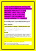 NOVA SCOTIA PESTICIDE APPLICATOR CORE EXAM&colon; COMPLETE 300-QUESTION PRACTICE PREP &vert; NOVA SCOTIA PESTICIDE APPLICATOR EXAM PREPARATION WITH VERIFIED ANSWERS AND RATIONALES &vert; ALREADY GRADED A&plus;  NEWEST 