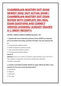 CHAMBERLAIN MASTERY EXIT EXAM &NewLine;NEWEST 2026&sol; 2027 ACTUAL EXAM &vert; &NewLine;CHAMBERLAIN MASTERY EXIT EXAM &NewLine;REVIEW WITH COMPLETE 200&plus;REAL &NewLine;EXAM QUESTIONS AND CORRECT &NewLine;VERIFIED ANSWERS&sol; ALREADY GRADED &NewLine;A&plus;&vert; &lpar;MOST RECENT&excl;&excl;&rpar; 