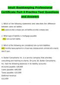 Intuit Bookkeeping Professional Certificate Exam Part 3 Practice Test &lpar;2026&rpar; Actual Questions & Verified Answers 100&percnt; Guarantee Pass &lpar;2026 &sol; 2027&rpar; Graded A&plus;