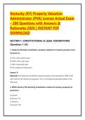 Kentucky &lpar;KY&rpar; Property Valuation &NewLine;Administrator &lpar;PVA&rpar; License Actual Exam &ndash; 200 Questions with Answers & &NewLine;Rationales 2026 &vert; INSTANT PDF &NewLine;DOWNLOAD 