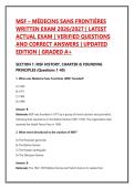 MSF &ndash; M&Eacute;DECINS SANS FRONTI&Egrave;RES &NewLine;WRITTEN EXAM 2026&sol;2027 &vert; LATEST &NewLine;ACTUAL EXAM &vert; VERIFIED QUESTIONS &NewLine;AND CORRECT ANSWERS &vert; UPDATED &NewLine;EDITION &vert; GRADED A&plus;