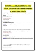 FICEP EXAM 2 - 2026&sol;2027 PRACTICE BANK ACTUAL QUESTIONS WITH VERIFIED ANSWERS & DETAILED RATIONALES