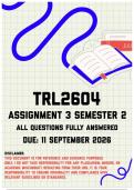 TRL2604 Assignment 3 Semester 2 MEMO &vert; Due 11 September 2026