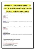FICEP FINAL EXAM 2026&sol;2027 PRACTICE BANK ACTUAL QUESTIONS WITH VERIFIED ANSWERS & DETAILED RATIONALES