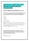 NUR 242 Exam 3 &lpar;2026 &sol; 2027&rpar; &vert; Med&NewLine;Surg Nursing &vert; Galen College &lpar;A&plus; &NewLine;Guarantee&rpar; &vert; PDF 