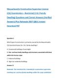 Massachusetts Construction Supervisor License &NewLine;&lpar;CSL&rpar; Examination &ndash; Restricted &lpar;1 & 2 Family &NewLine;Dwelling&rpar; Questions and Correct Answers &lpar;Verified &NewLine;Answers&rpar; Plus Rationale 2027 Q&A&vert; Instant &NewLine;Download Pdf 