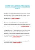 Corporate Finance Final Exam Newest 2026&sol;2027 &NewLine;Questions and Correct Detailed Answers Already &NewLine;Graded A&plus; 