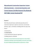Massachusetts Construction Supervisor License &NewLine;&lpar;CSL&rpar; Examination &ndash; Unrestricted Questions and &NewLine;Correct Answers &lpar;Verified Answers&rpar; Plus Rationale &NewLine;2027 Q&A&vert; Instant Download Pdf