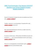 QME Final Examination Test Newest 2026&sol;2027 &NewLine;Questions and Correct Detailed Answers &NewLine;Already Graded A&plus; 