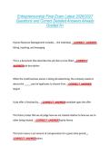 Entrepreneurship Final Exam Latest 2026&sol;2027 &NewLine;Questions and Correct Detailed Answers Already &NewLine;Graded A&plus; 