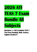 2026 ATI &NewLine;TEAS 7 Exam &NewLine;Bundle All &NewLine;Subjects &NewLine;Questions 1&ndash;180 &vert; Complete TEAS 7 &NewLine;Test Prep &vert; Reading&comma; Math&comma; Science&comma; &NewLine;English &vert; Graded A&plus;
